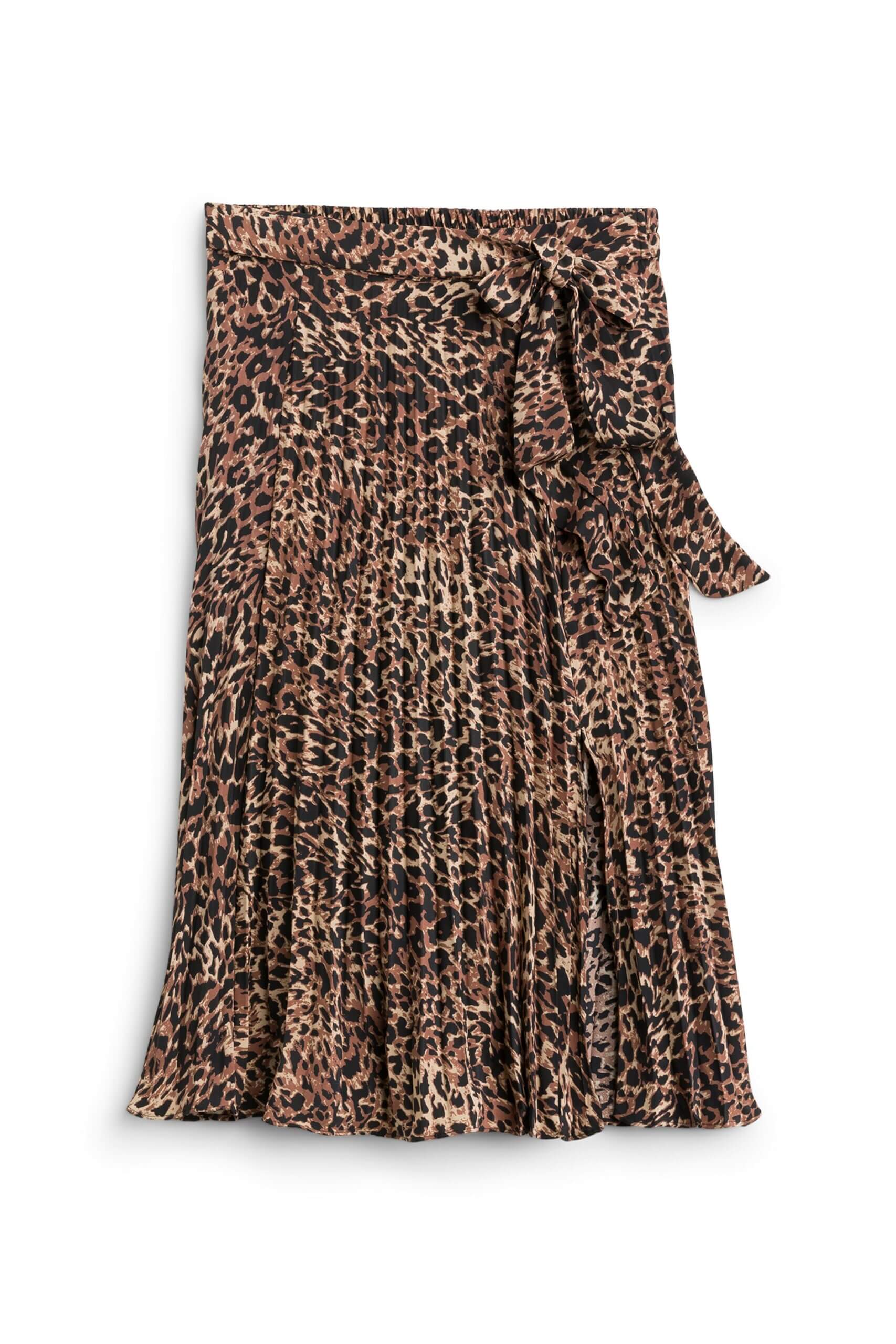 Stitch Fix women's pleated leopard print midi skirt.