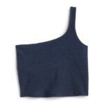 Stitch Fix women's navy blue one shoulder crop tank top.