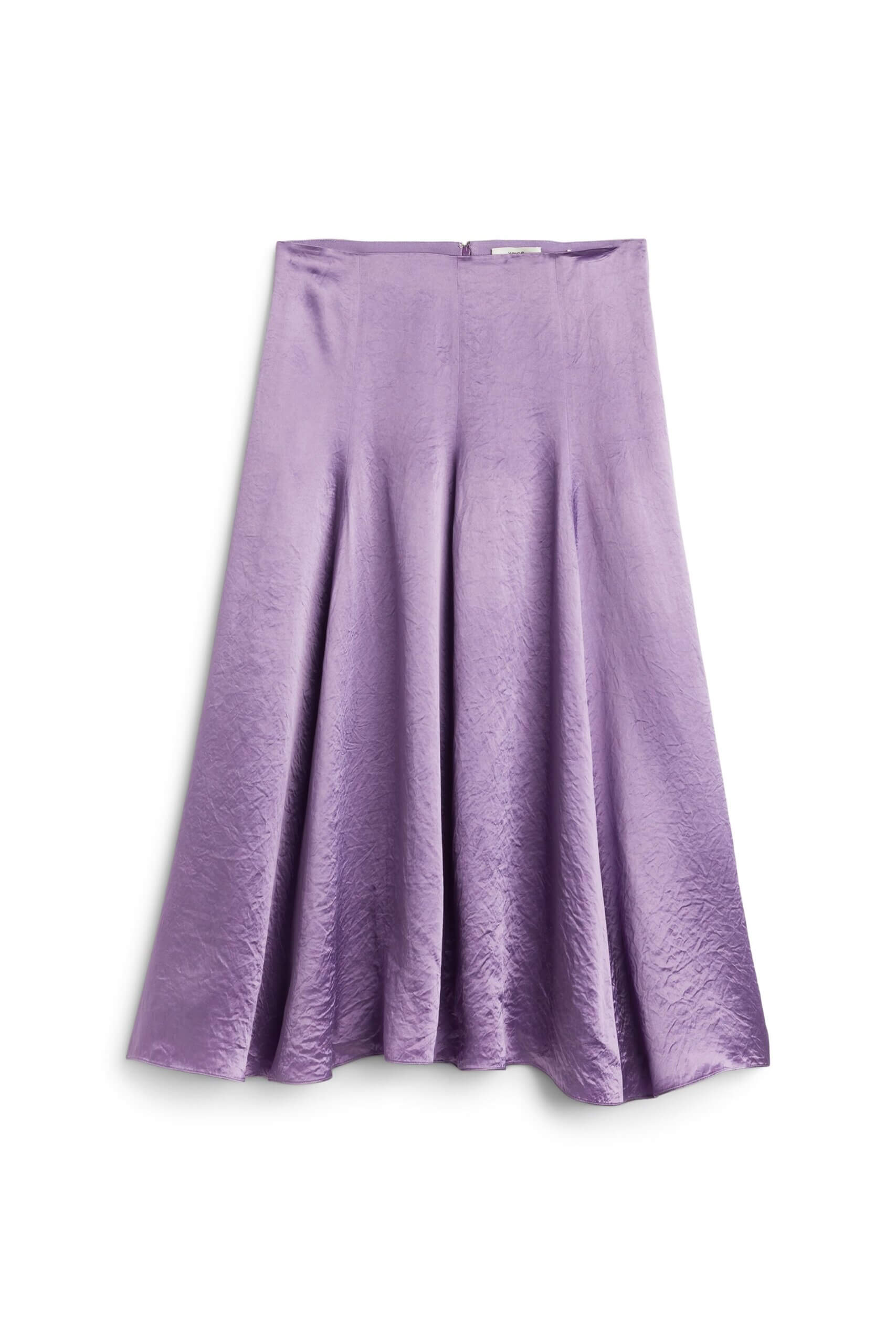 Stitch Fix women's purple crinkle satin midi skirt.