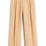 Stitch Fix women’s peach wide-leg pleated trousers.