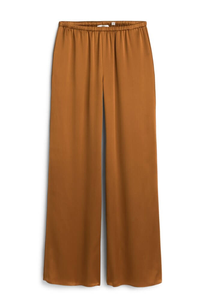 Stitch Fix women’s burnt-orange silk wide-leg pants.