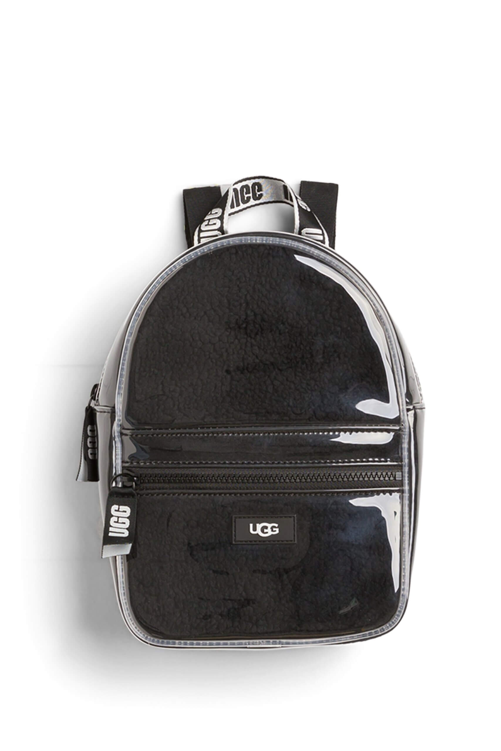 Stitch Fix women's black glossy mini backpack.
