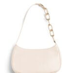 Stitch Fix women’s baby pink shoulder bag with large gold chain accent.