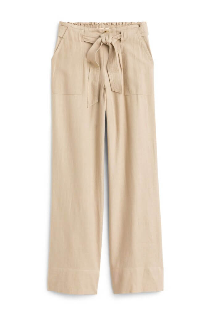 Stitch Fix women’s tan utility wide-leg palazzo pants with waist-tie detail.