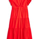 Stitch Fix women’s red short-sleeve tiered dress.
