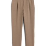 Stitch Fix women’s tan belted straight-leg trousers.