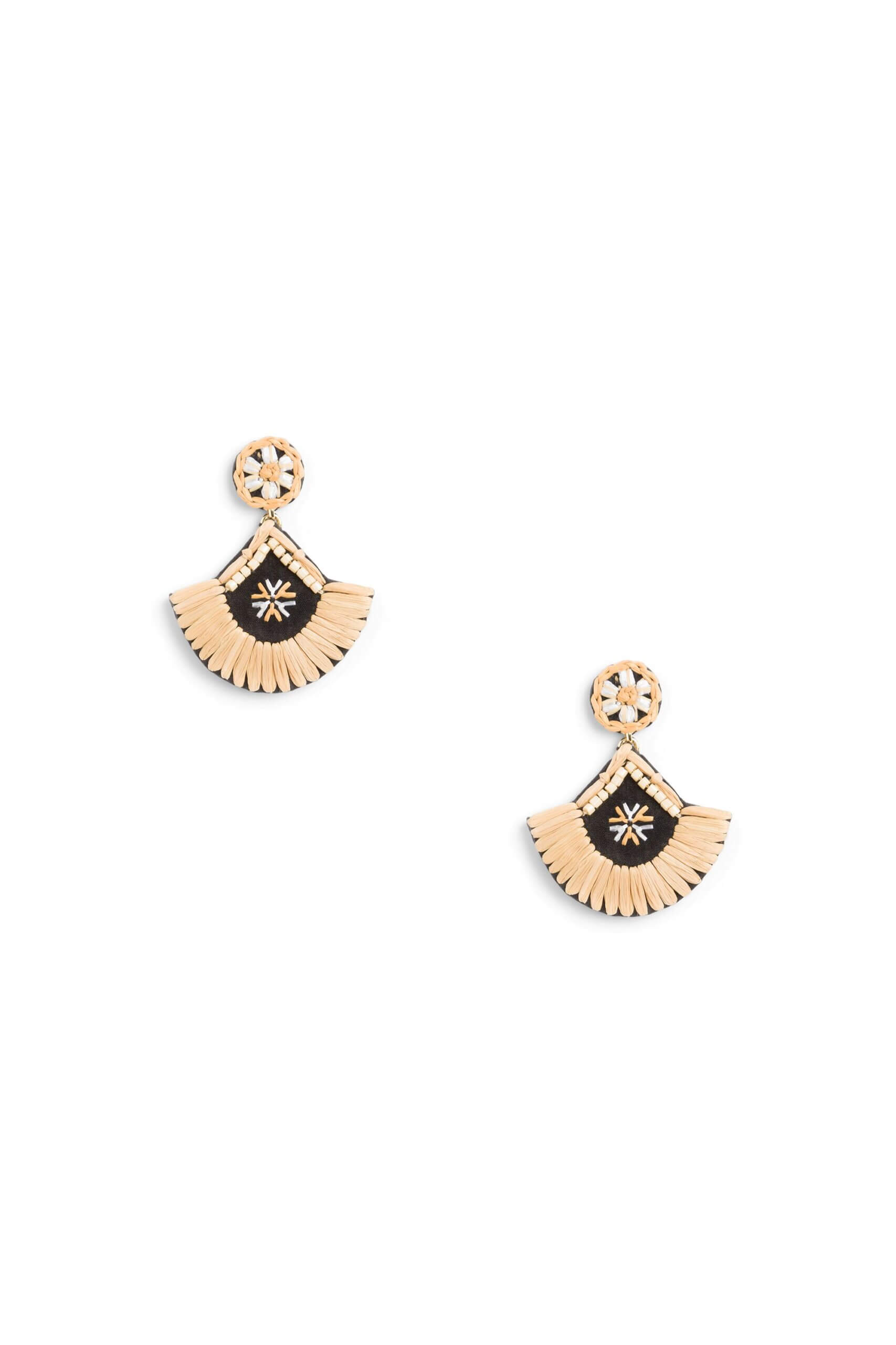 Stitch Fix Women's romantic style black and gold fan-shaped earrings.