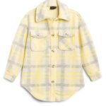 Stitch Fix women's yellow, white and grey preppy style plaid shacket.