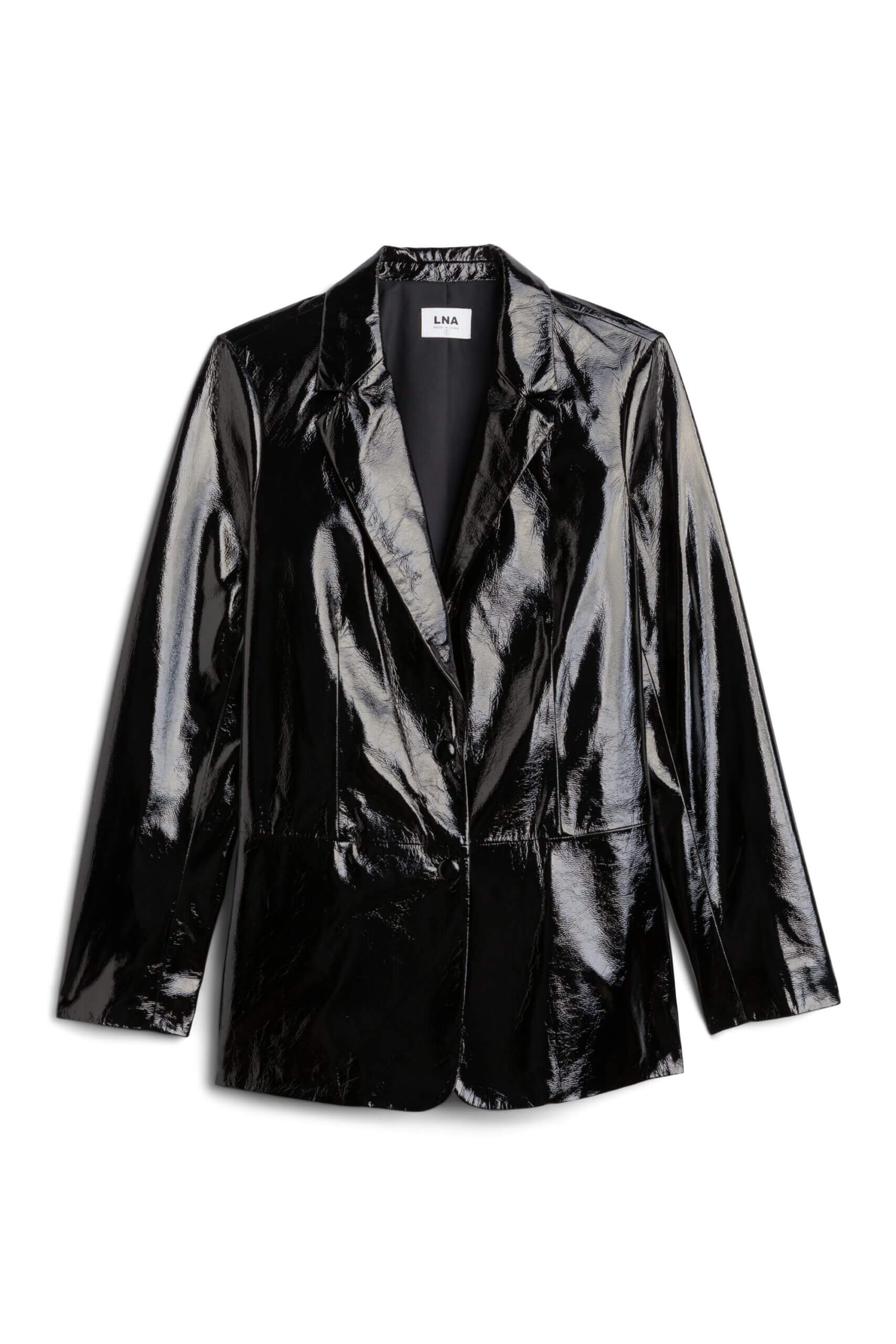 Stitch Fix women’s black faux leather blazer jacket.