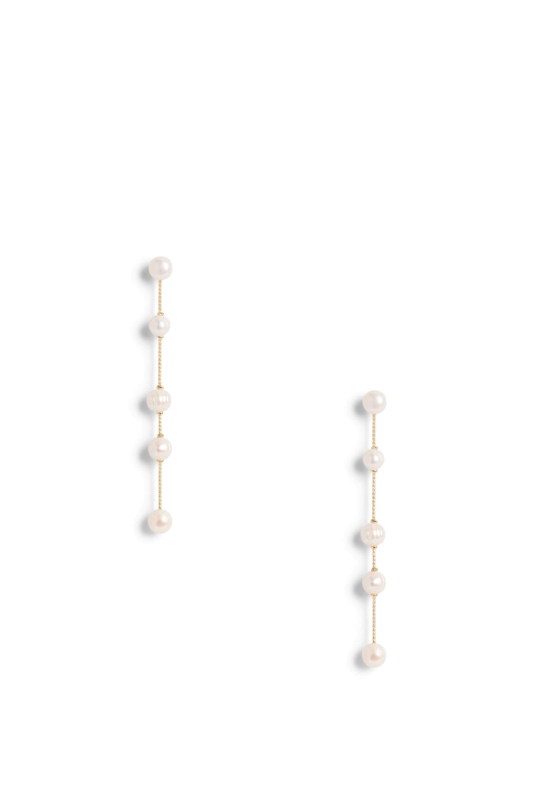 Stitch Fix women's gold and pearl chandelier earrings.