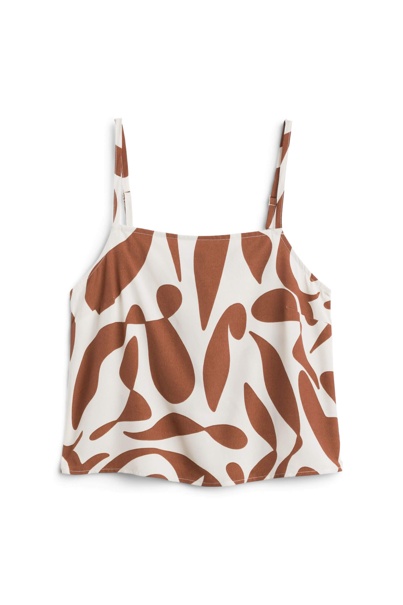 Stitch Fix women’s brown and white geometric print cami blouse.