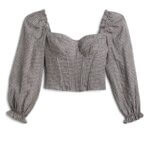 Stitch Fix women’s long-sleeve gingham crop top.