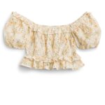 Stitch Fix women’s ditsy floral crop top with puff sleeves.