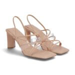 Stitch Fix women's beige and clear strappy heels.