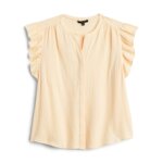 Stitch Fix women’s light yellow ruffle tank top.