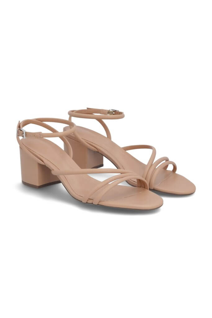 Stitch Fix women’s blush strappy block-heeled sandals.