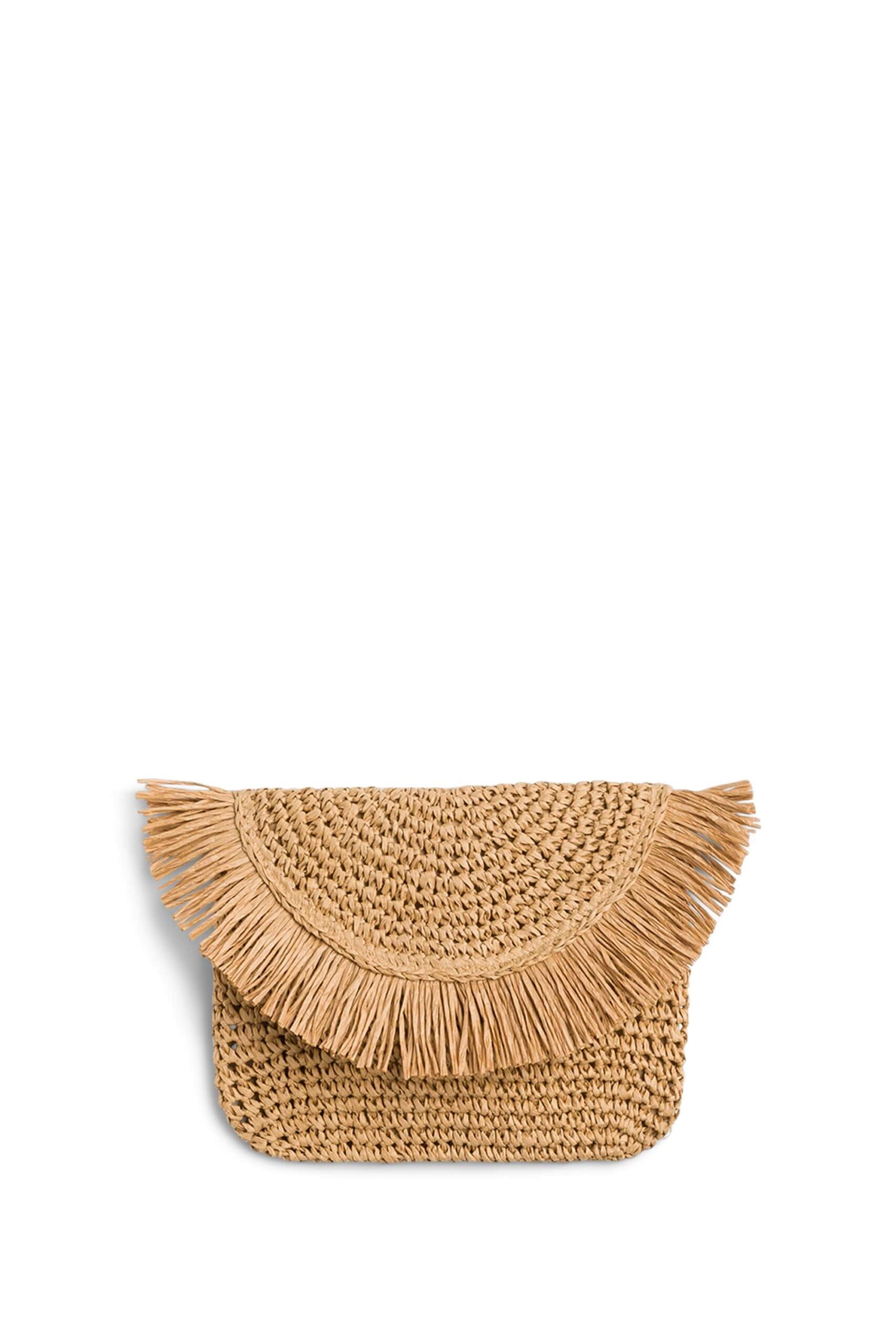 Stitch Fix women’s rattan woven clutch bag.