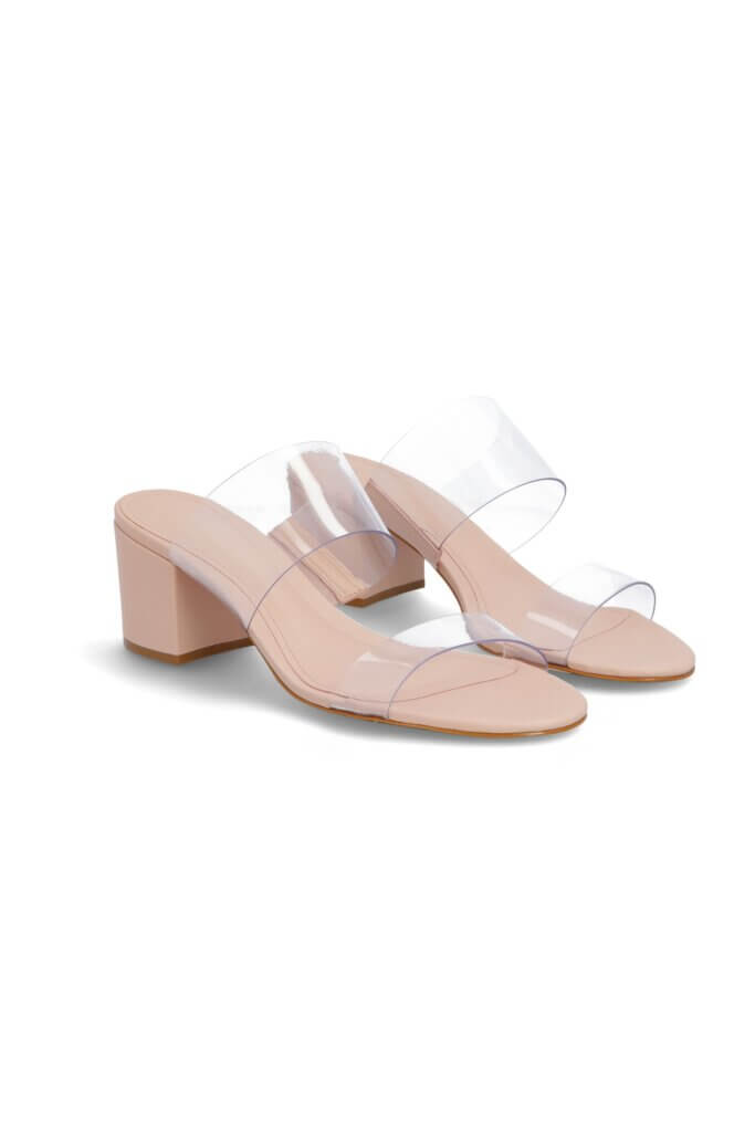 Stitch Fix women’s block heel sandals with clear straps.