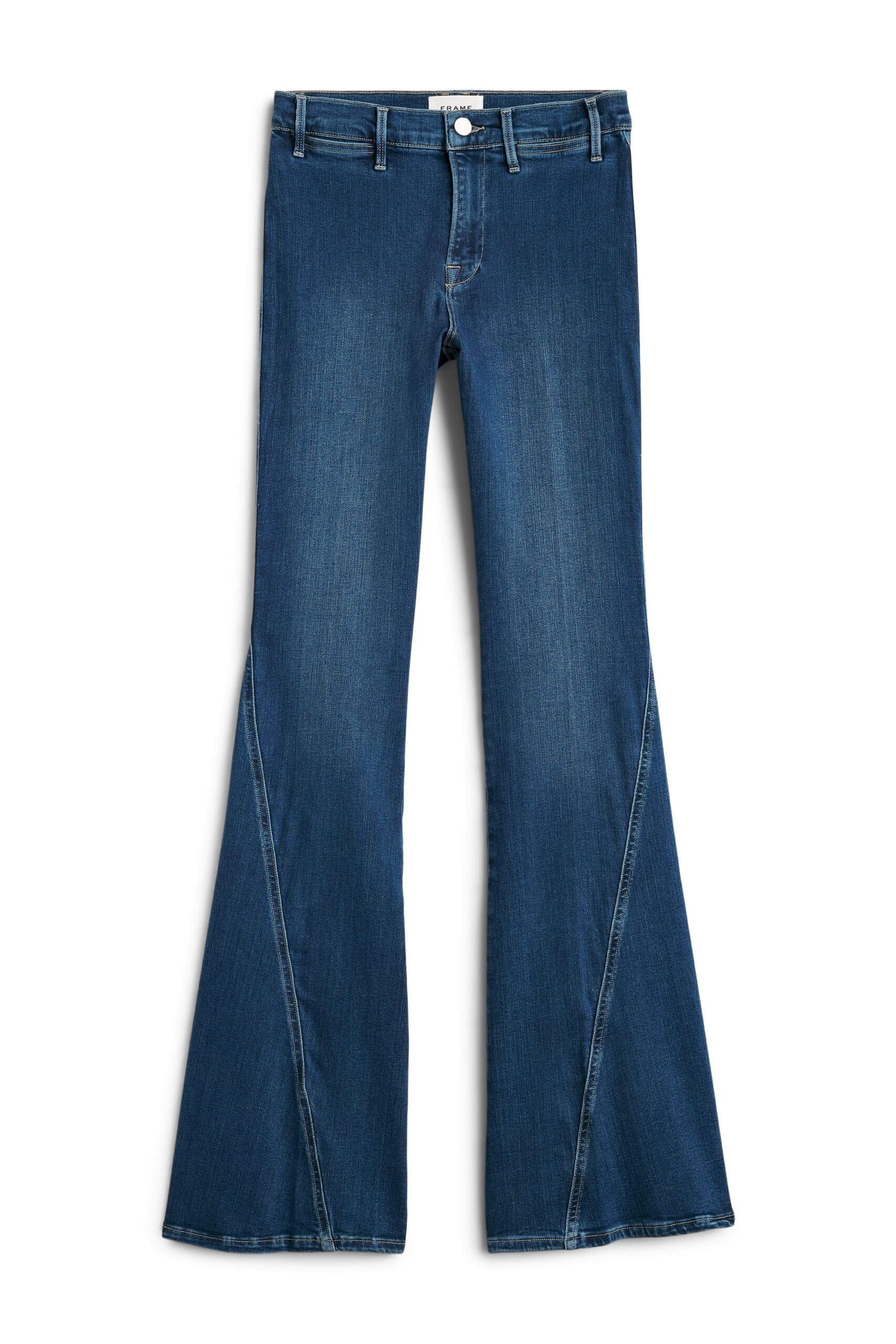Stitch Fix women’s blue flare Americana aesthetic jeans with twisted seam.