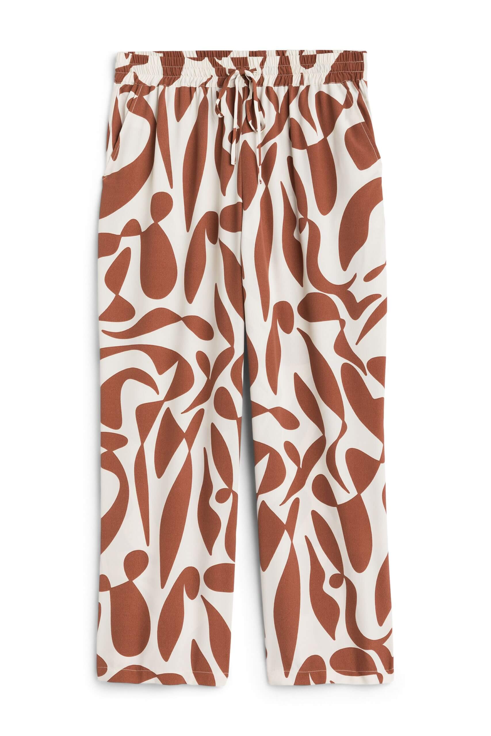 Stitch Fix women's brown and white geometric print pants.
