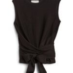 Stitch Fix women’s black sleeveless tie front top.