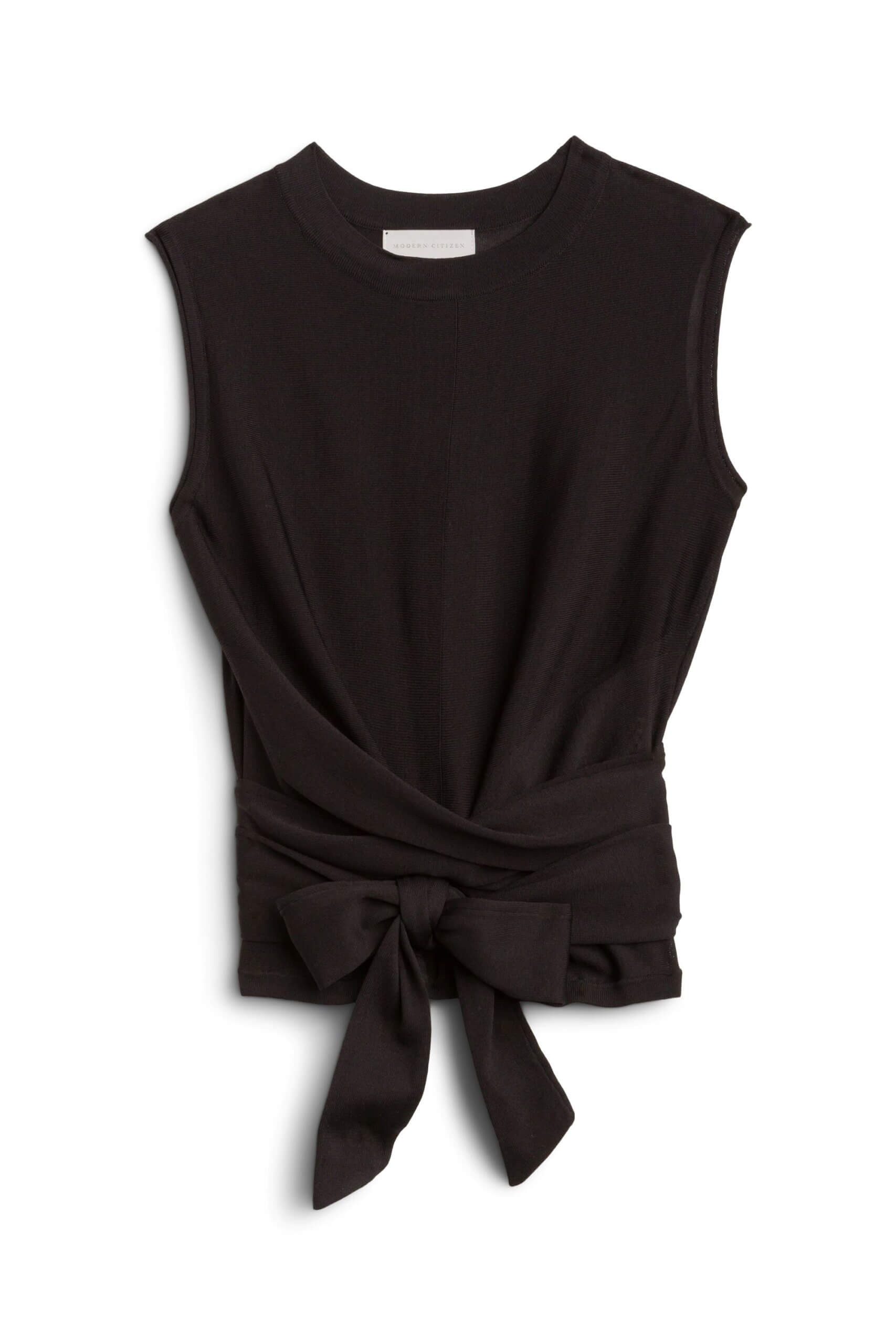 Stitch Fix women’s black sleeveless tie front top.