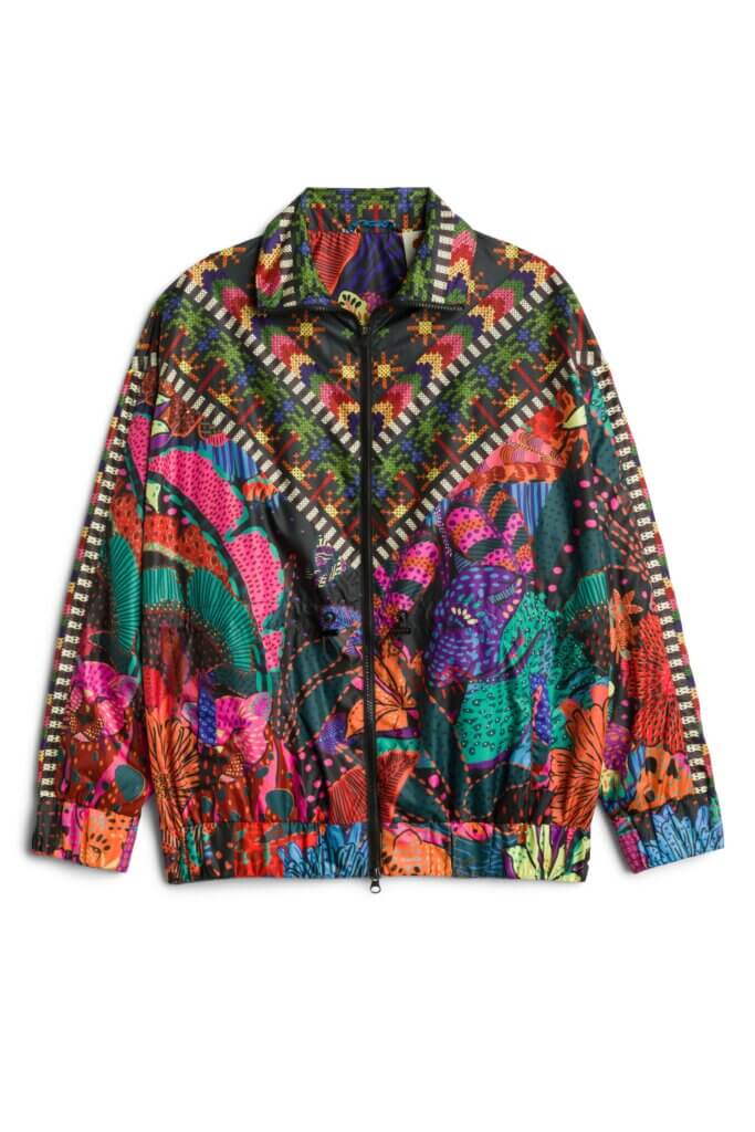 Stitch Fix women’s 90s hip-hop fashion track jacket in various colors and prints.