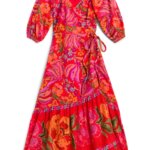 Stitch Fix women’s red spring banana print wrap maxi dress.