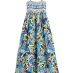 Stitch Fix women’s multicolor blue parrot printed maxi dress.