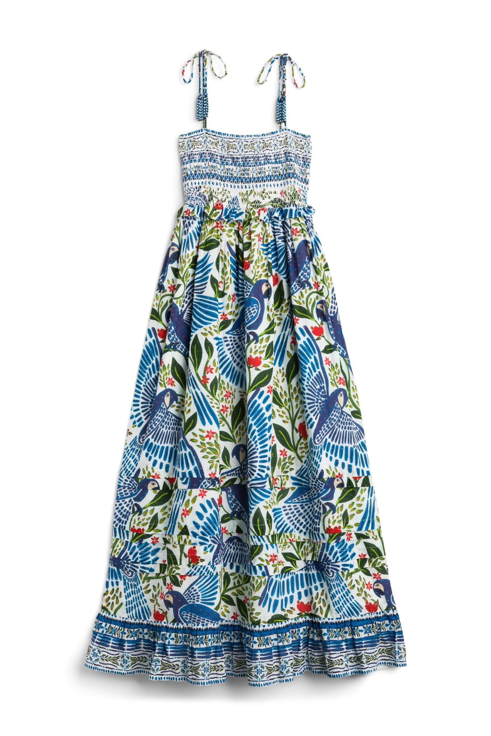 Stitch Fix women’s multicolor blue parrot printed maxi dress.