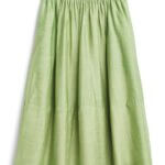 Stitch Fix women’s light green smocked midi skirt.