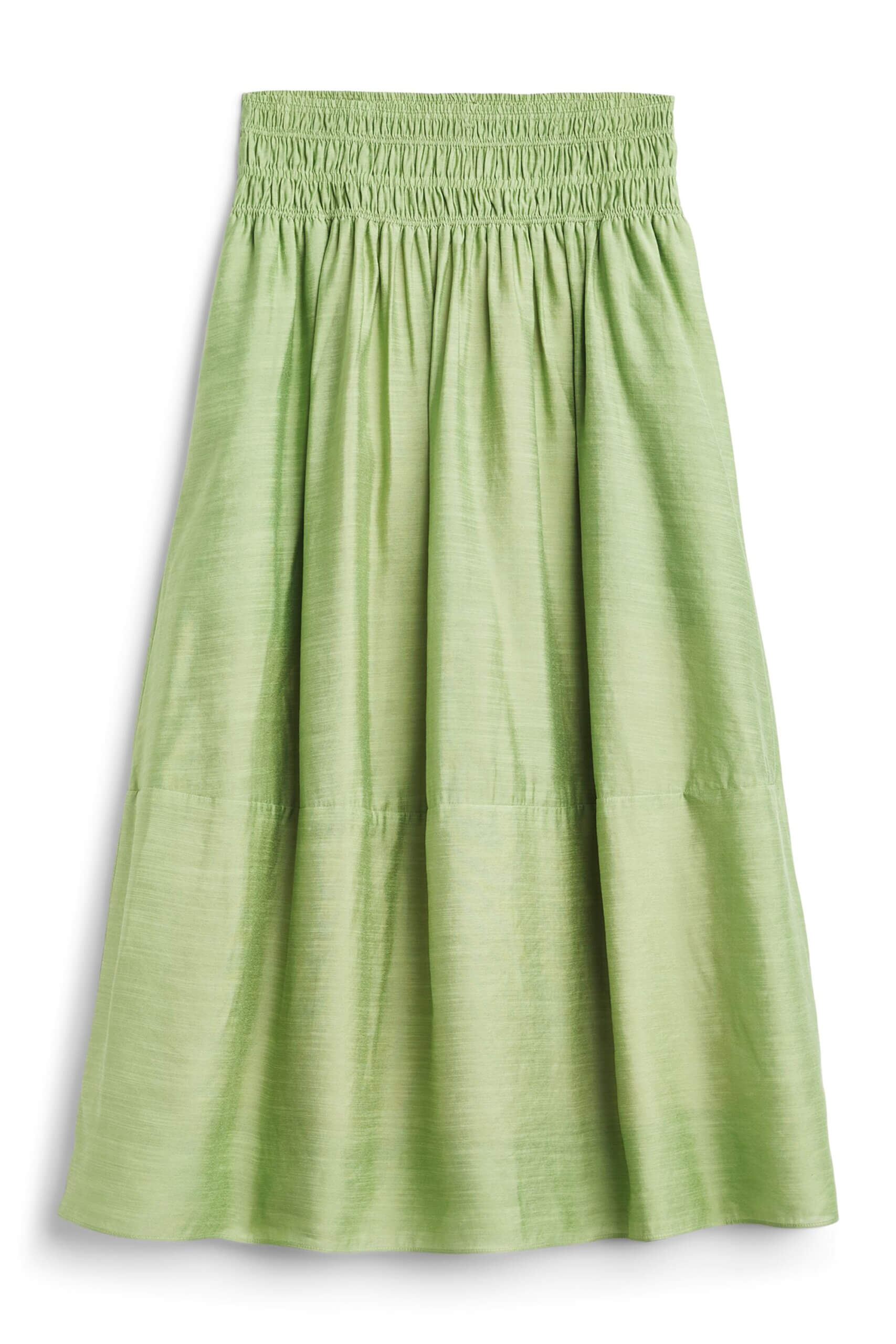 Stitch Fix women’s light green smocked midi skirt.