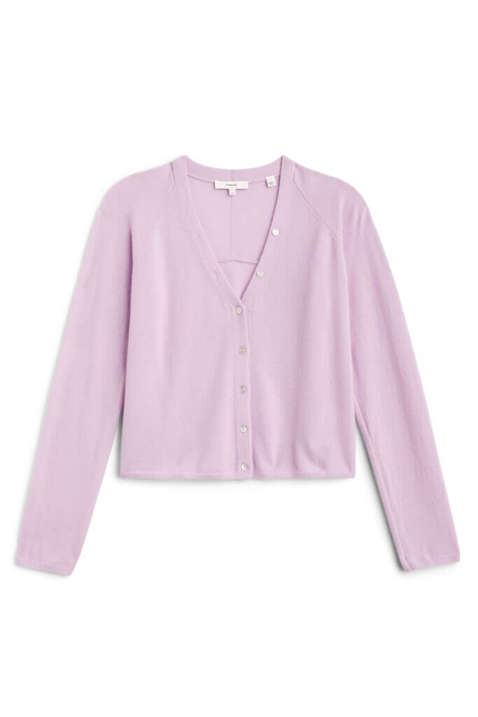 Stitch Fix women’s lavender button-down cardigan.
