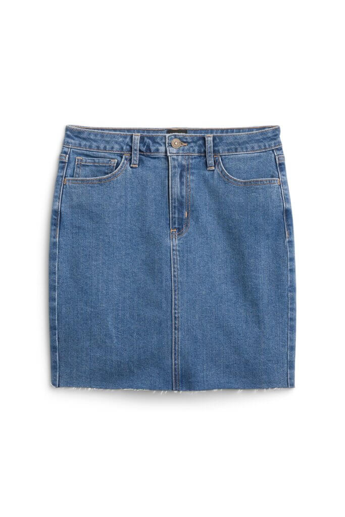 Stitch Fix women’s raw hem denim mini skirt.