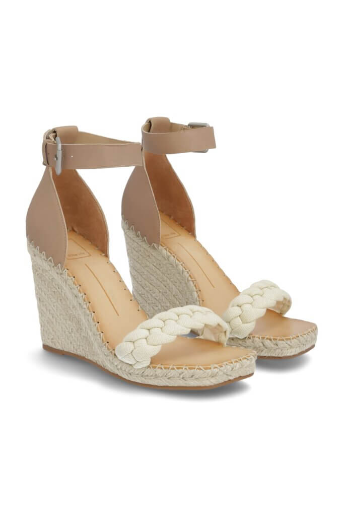 Stitch Fix women’s beige espadrille wedges with braided strap.