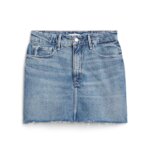 Stitch Fix women's raw-hem denim mini skirt.