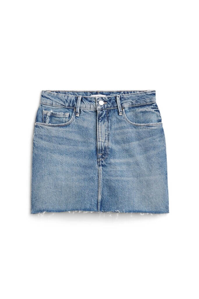 Stitch Fix women's raw-hem denim mini skirt.
