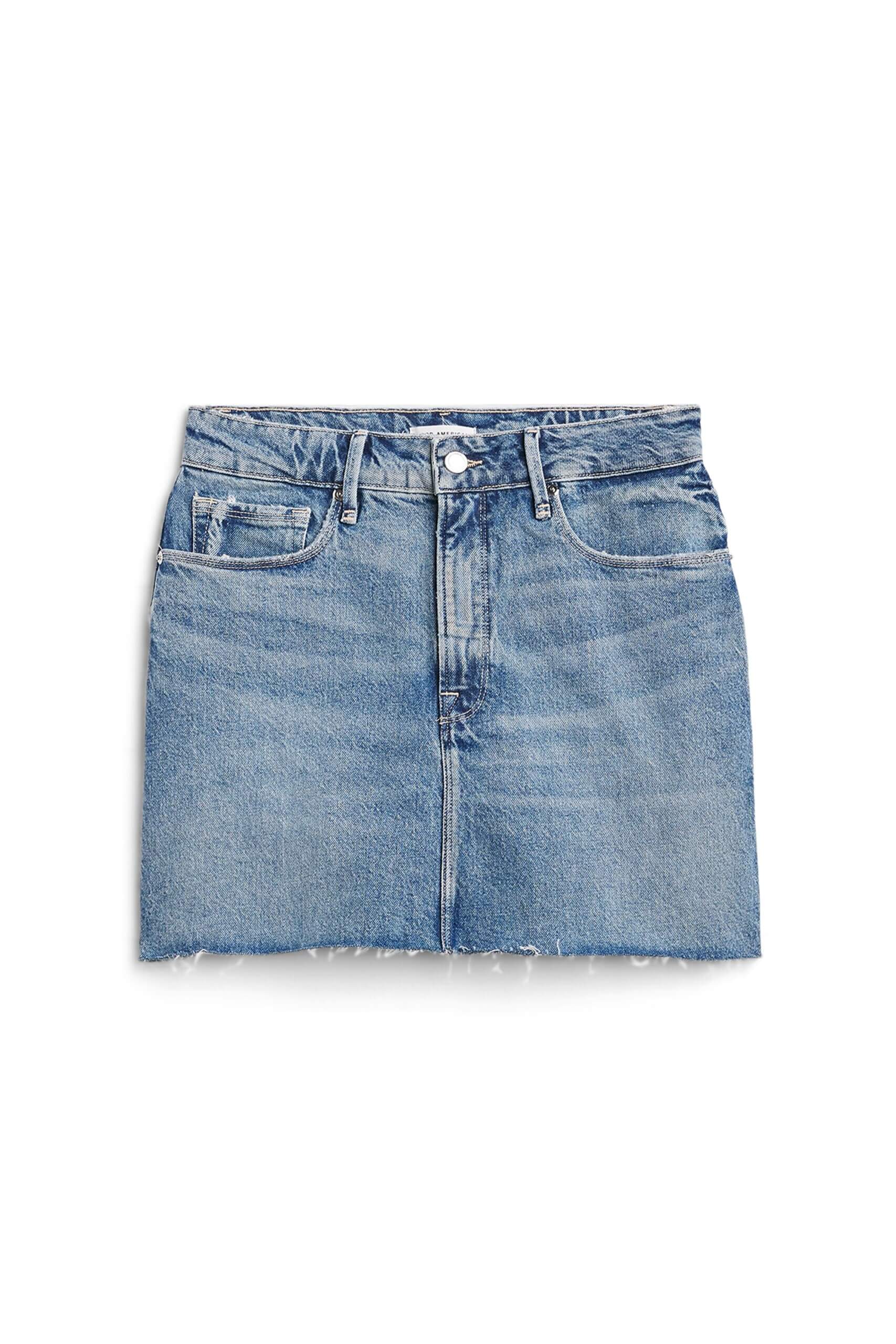 Stitch Fix women's raw-hem denim mini skirt.