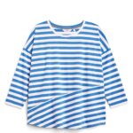 Stitch Fix women’s blue and white striped three-quarter sleeve knit top.