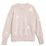Stitch Fix women’s beige oversized pullover with white stars print.