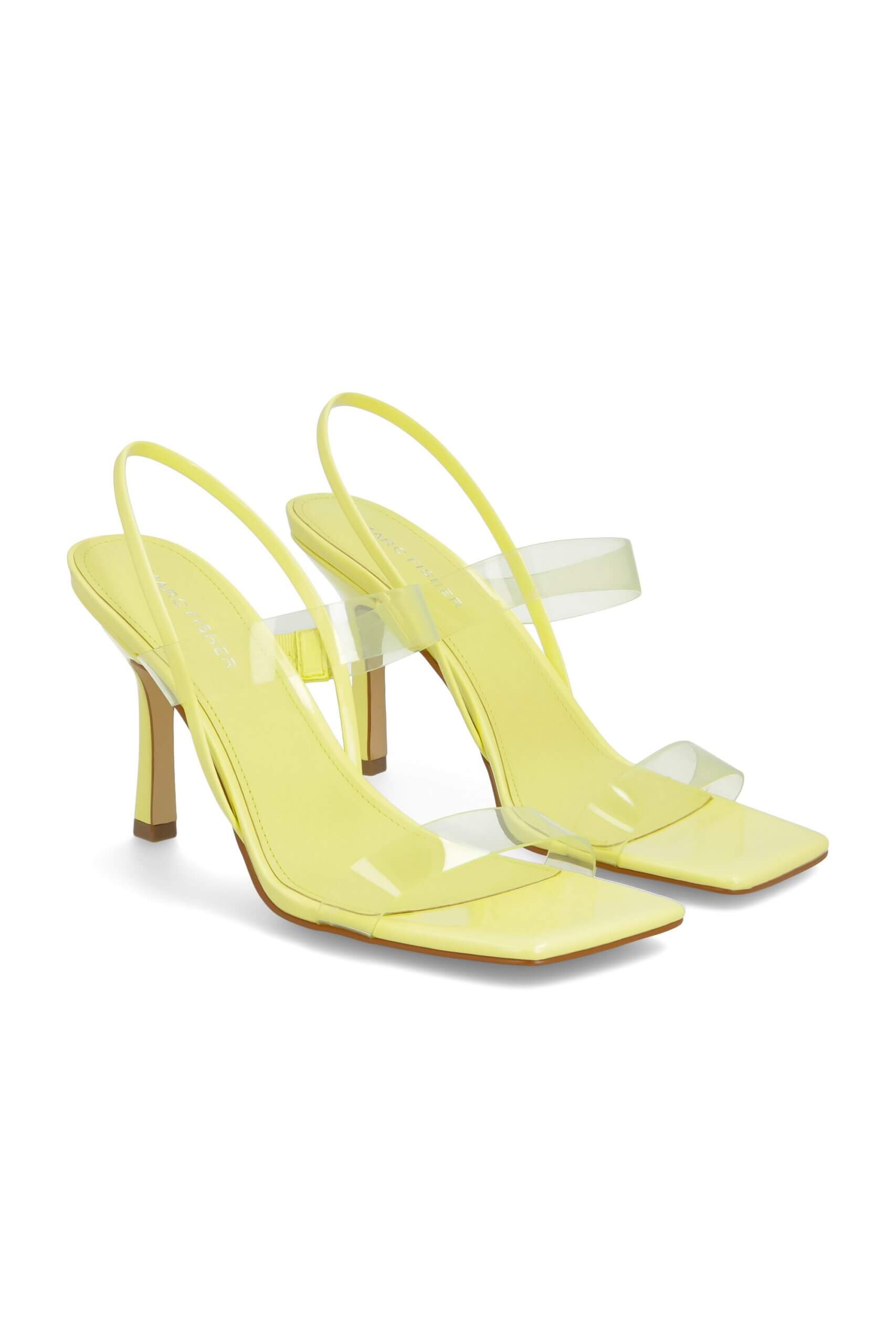 Stitch Fix women’s yellow clear-strapped heels.