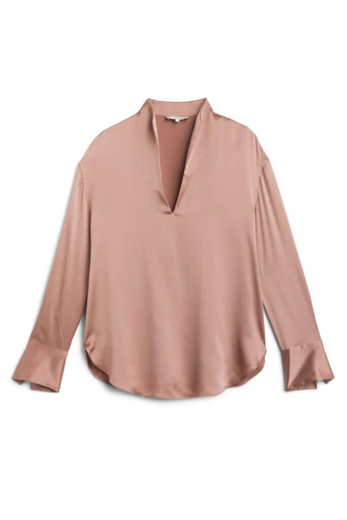 Stitch Fix women’s long-sleeve blush silk blouse.