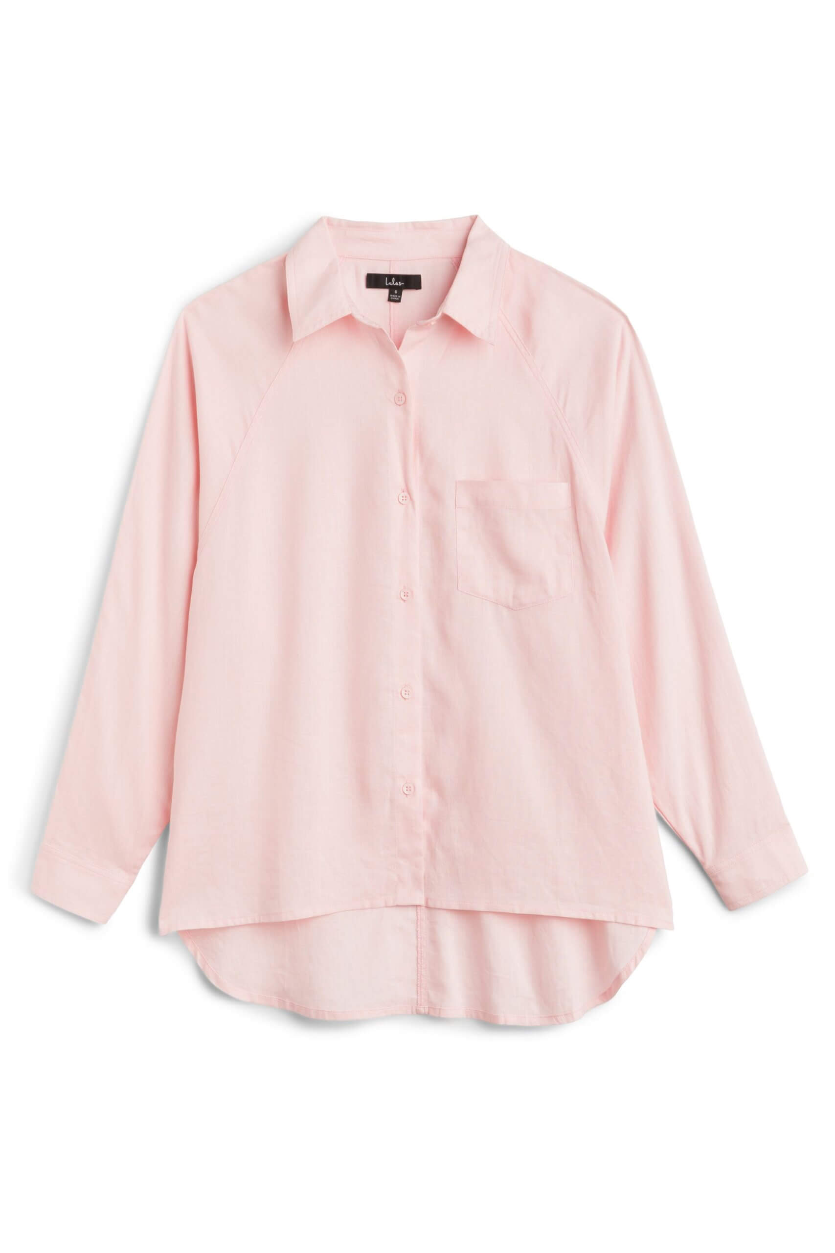 Stitch Fix women’s light pink long-sleeved button-down blouse.
