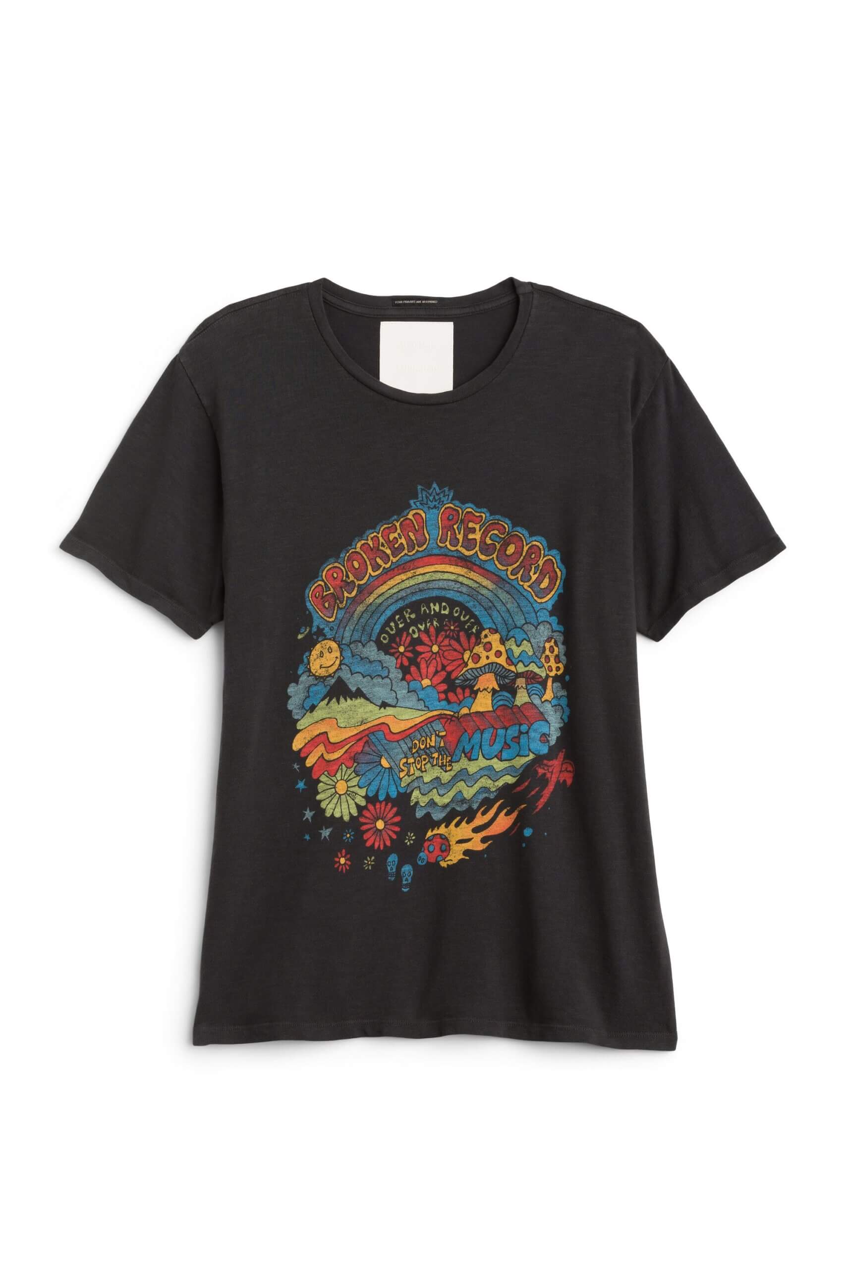 Stitch Fix women's black edgy concert style graphic tee.