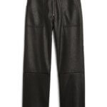 Stitch Fix women's black faux-leather pants with silver zipper.