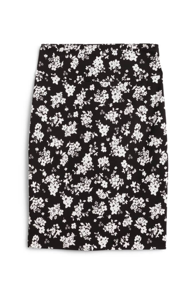 Stitch Fix women’s black and white floral pencil skirt.