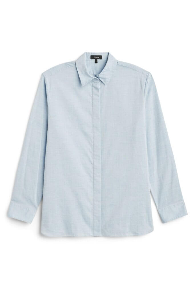 Stitch Fix women’s business formal powder blue long-sleeved button-down shirt.
