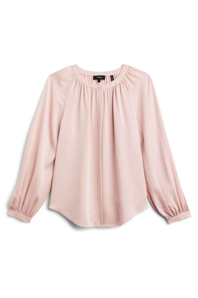 Stitch Fix women’s long-sleeved blush silk blouse.