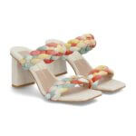 Stitch Fix women’s open-toe heels with colorful foot straps.
