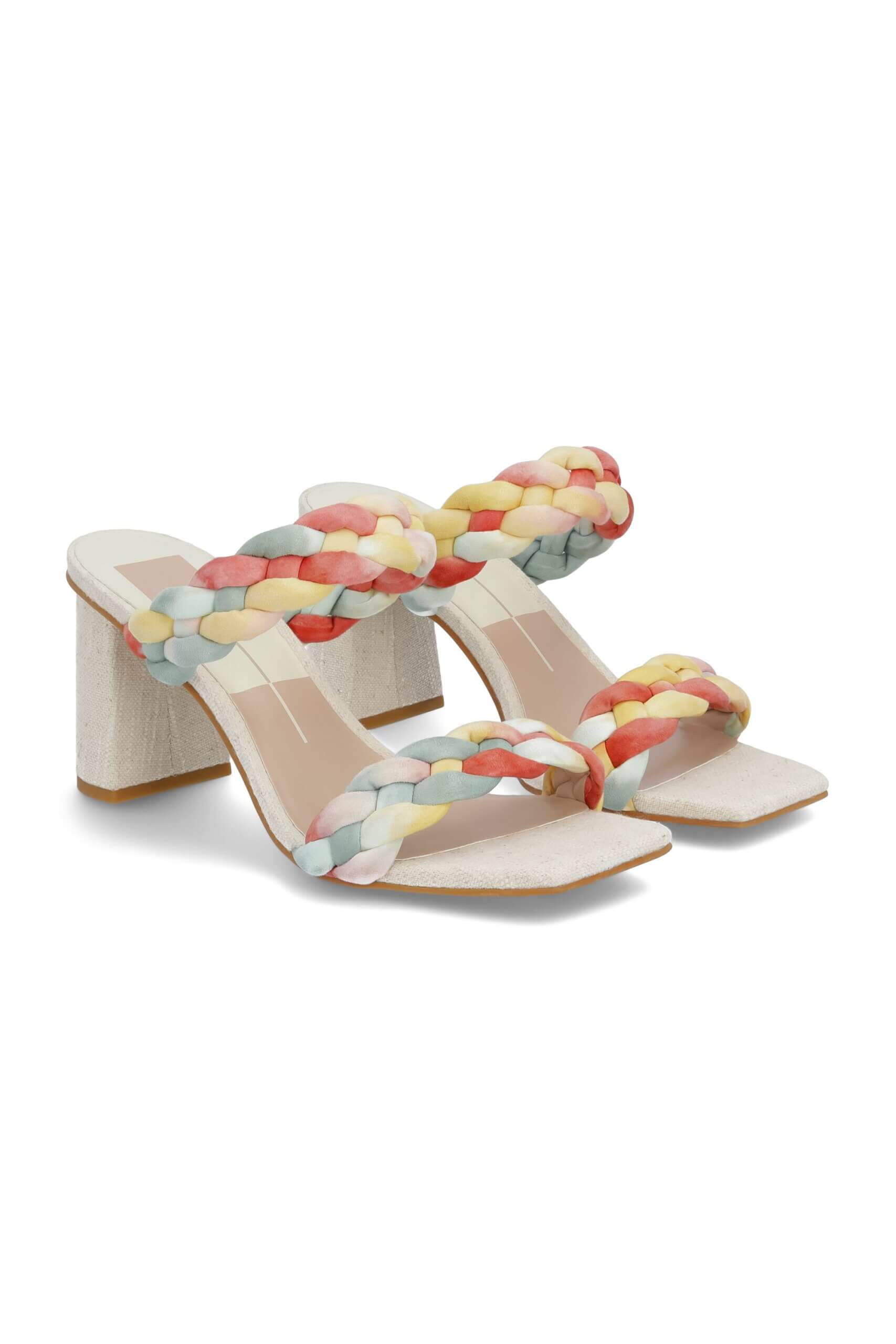 Stitch Fix women’s open-toe heels with colorful foot straps.
